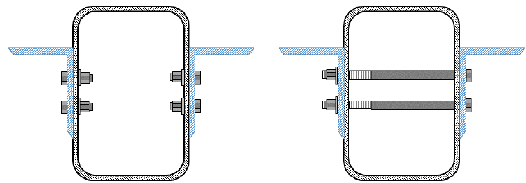 Connections directly to an HSS sidewall e1590634102737 Connecting Hollow Structural Section Members with Through-Bolts