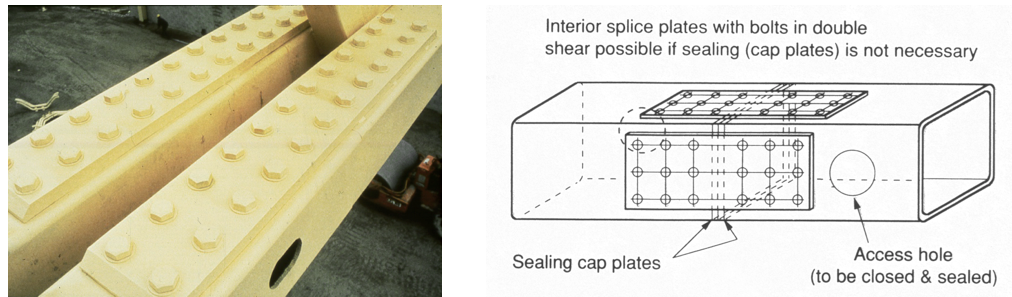 Figure 1: Exterior/interior splice plates to square/rectangular HSS
