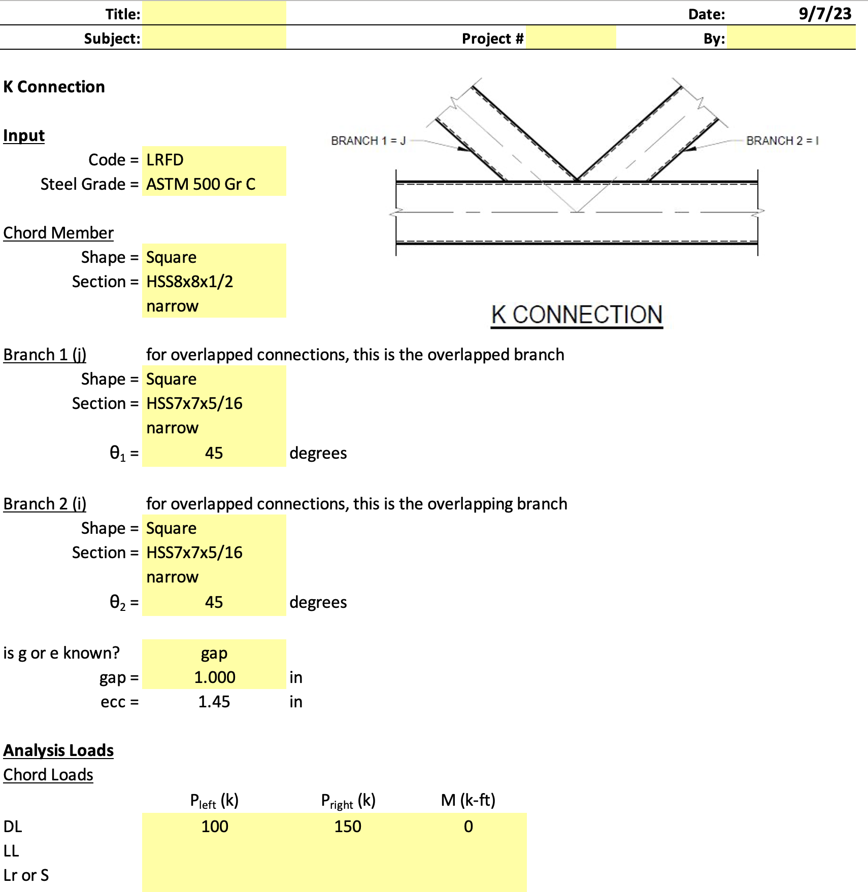 HSS Reference Guide No. 4: HSS Connection Limit States and Limits of Applicability 21 Truss Connections - spreadsheet