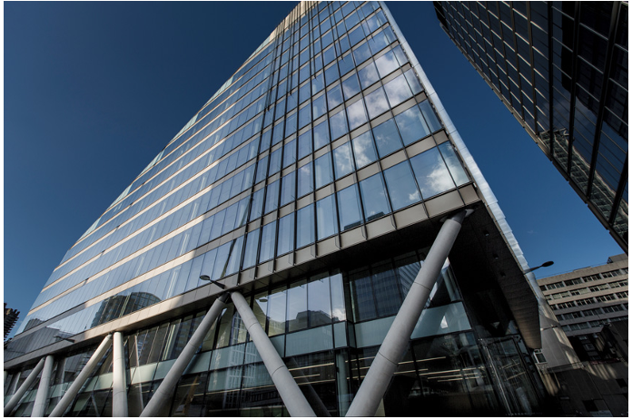 London's Moorgate Exchange featuring concrete-filled HSS