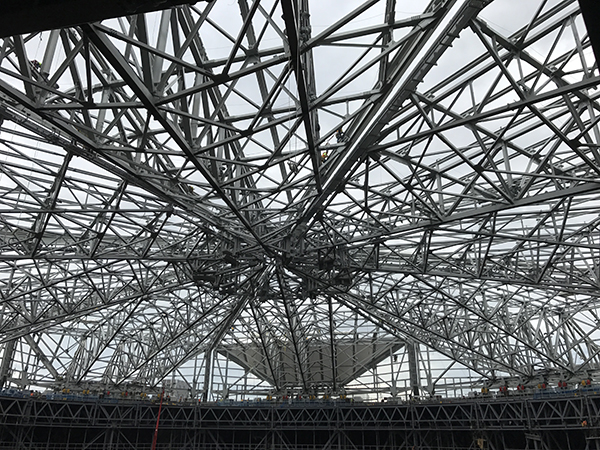 Mercedes Benz Stadium has a retractable roof with movable pieces, almost all HSS