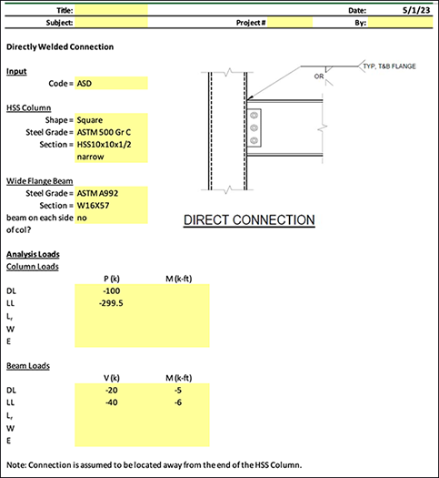 WF to HSS Moment Connection Design Aid