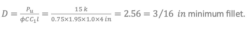 13.	Weld top angle to HSS column - equation