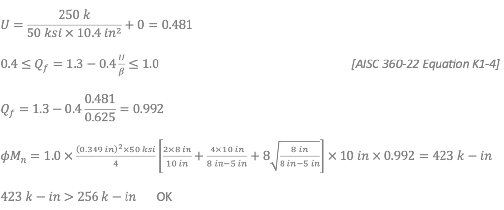 Plastification of the HSS column face - AISC 360-22 Equation K1-4