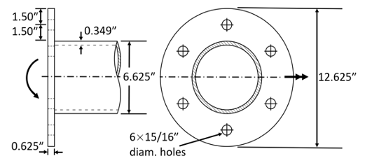 Figure 4: Round HSS end-plate connection example, subject to bending