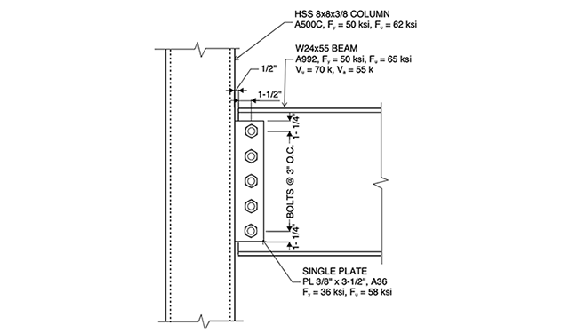 WF Beam-to-HSS Column Single Plate Shear Connection - thumbnail size