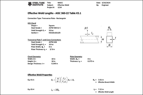 HSS Effective Weld Calculator Output HSS Reference Guide No. 2: HSS Moment Connections