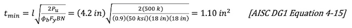 AISC DG1 Equation 4 15 700w HSS Base Plate Design for Axial Compression and Bending Moment