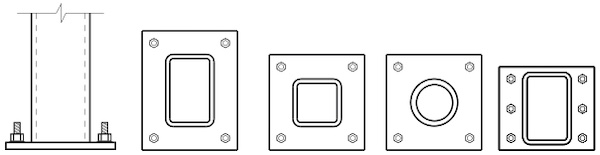 Example HSS Base Plate Anchor Layouts