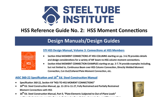 STI HSS Reference Guide 2 cover tn 650x375 1 HSS Reference Guide No. 2: HSS Moment Connections