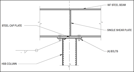 Drawing of a wide flange beam to hss column moment connection