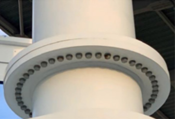 HSS Reference Guide No. 3: HSS Column/Chord Splice Connections 21 Example of bolted CHS flange place connection under bending