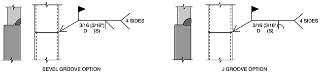 HSS Splice Design Examples | Part 1: Rectangular Column Field Welded Moment Splices 9 Figure 6: Directly Welded Splice Detail Options