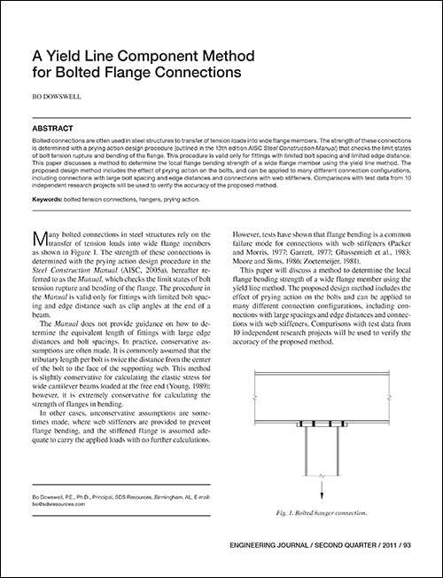 HSS Reference Guide No. 4: HSS Connection Limit States and Limits of Applicability 22 A Yield Line Component Method for Bolted Flange Connections