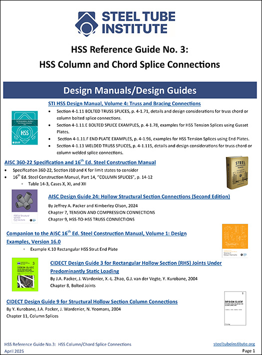 HSS Insider - May 2025 - HSS Welded Column Splice Design 3 Reference Guide No. 3 HSS Column and Chord Splice Connections