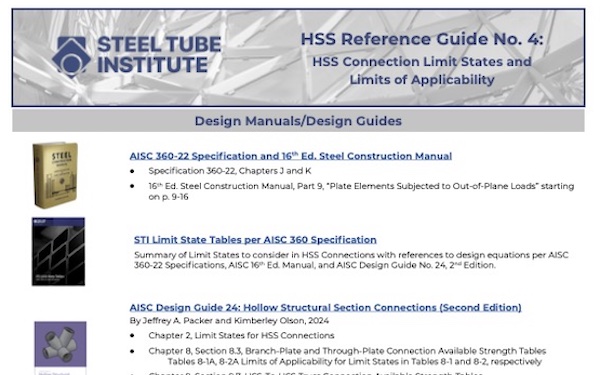 HSS Reference Guide No. 4: HSS Connection Limit States and Limits of Applicability 1 STI HSS Reference Guide 4 cover tn 650x375 1 HSS Reference Guide No. 4: HSS Connection Limit States and Limits of Applicability
