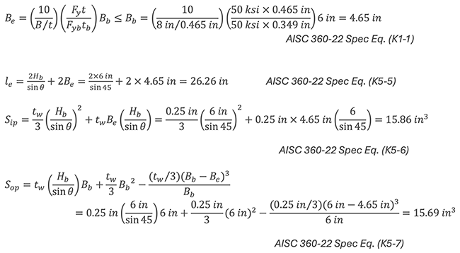 Weld Calculations Made Simple: Checking HSS Welds Using STI’s Effective Weld Length Calculator 5 AISC 360-22 Specification Chapter K, Table K5.1, Equations (K5-5) through (K5-7)