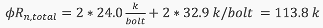 HSS Moment Connections Design Examples: Transverse Flange Plates 26 Limit State: Bolt Bearing and Tearout at Flange Plate - equation totals
