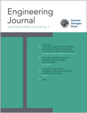 HSS Reference Guide No. 5: HSS Brace to HSS Column Connections 21 A Derivation of the Uniform Force Method for Analysis and Design of Gusset Plate Connections for Vertical Diagonal Bracing - Engineering Journal cover