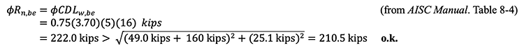 Shear of the weld metal at the column - equation 2