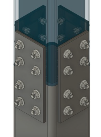 HSS Splice Design – Part 2: Simplifying HSS Field Splices With One-Sided Bolting 5 An external splice made with one-sided fasteners.