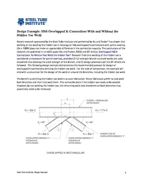 Design Example: HSS Overlapped K-Connections With and Without the Hidden Toe Weld By  FORSE Consulting, LLC