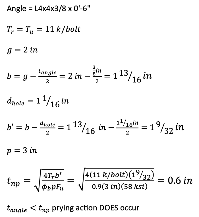 Verification assumptions of no prying action - equations