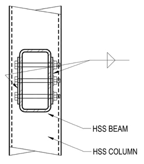 Figure 15: HSS Beam to Column with Through-Bolts