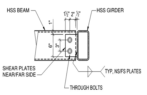 Figure 16: HSS Beam to Girder with Through-Bolts