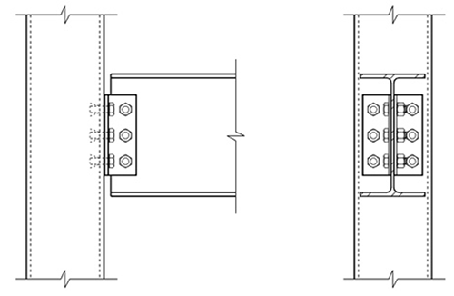 Figure 19: WF Beam to HSS Column Double Angle with Blind Structural Fasteners