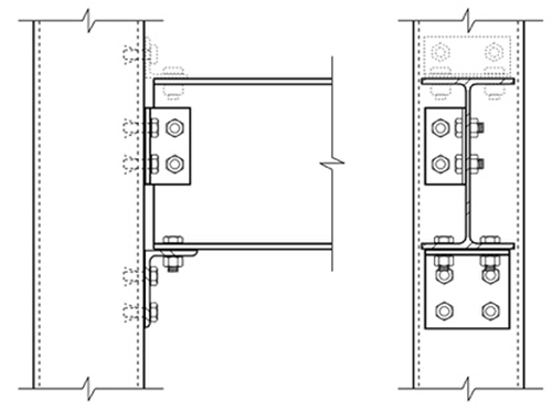 Figure 20: 
WF Beam to HSS Column Unstiffened Seat with Blind Structural Fasteners