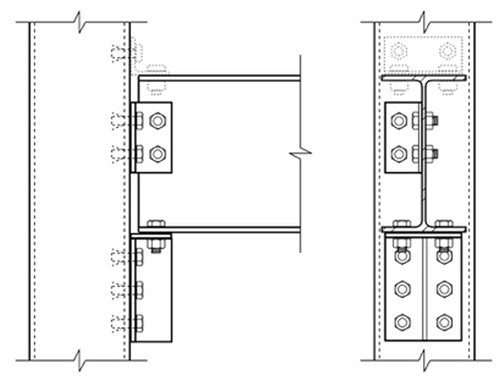Figure 21: WF Beam to HSS Column Stiffened Seat with Blind Structural Fasteners